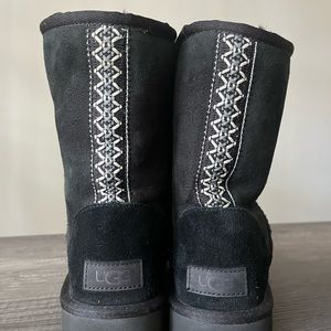 UGG Black Embroidered braid, womens winter boots shoes, short mid calf size 7